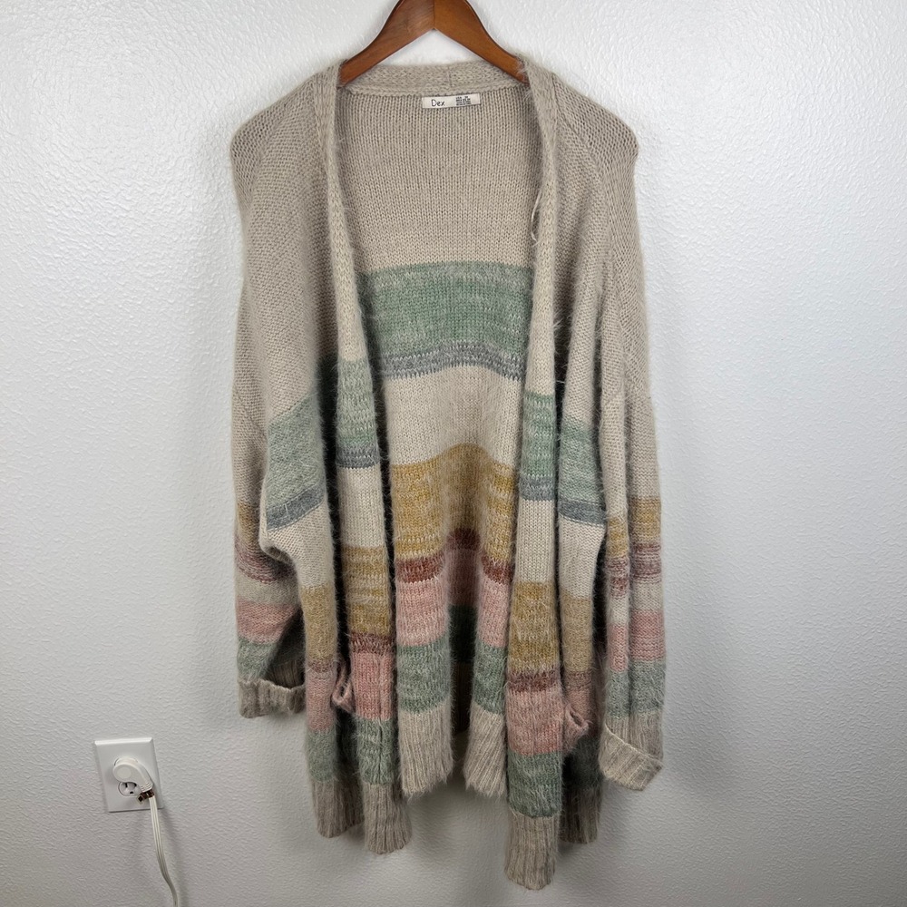 Dex Long Plush Cardigan Soft Size 3X Stretch Knit Cozy Earth Tones